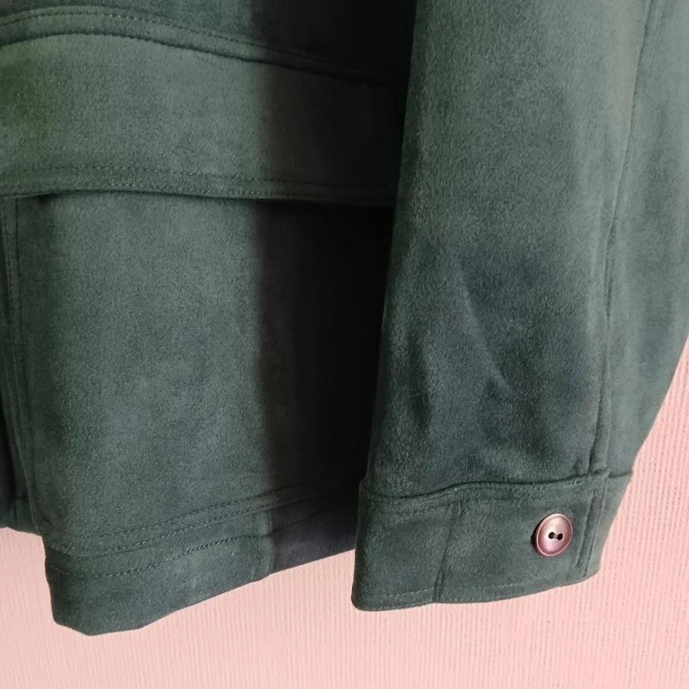 Women's Microsuede Zip-Front Jacket, Appleseed's, size XL, Forest‎ Green - Picture 4 of 9